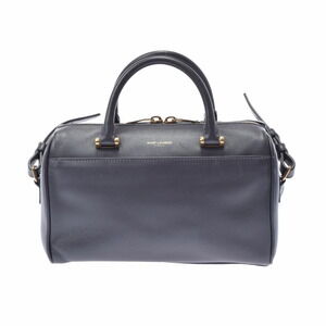 SAINT LAURENT Duffle Bag Gray Calfskin Handbag
